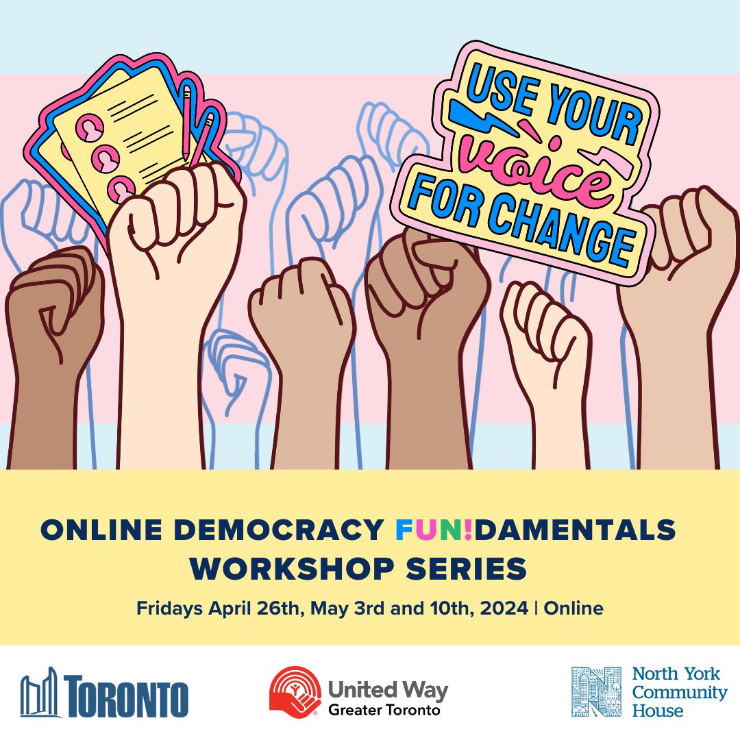 Learn how the Canadian Government works and engage in civic action! Join us ONLINE for the Democracy Fun!damental Workshop Series. 📍 ONLINE 📅Fridays April 26th, May 3rd & 10th, 11:00 AM- 1:00 PM 👉🏽: ow.ly/4Nit50Rk5nL  #CivicAction #DemocracyEducation #CivicEngagement