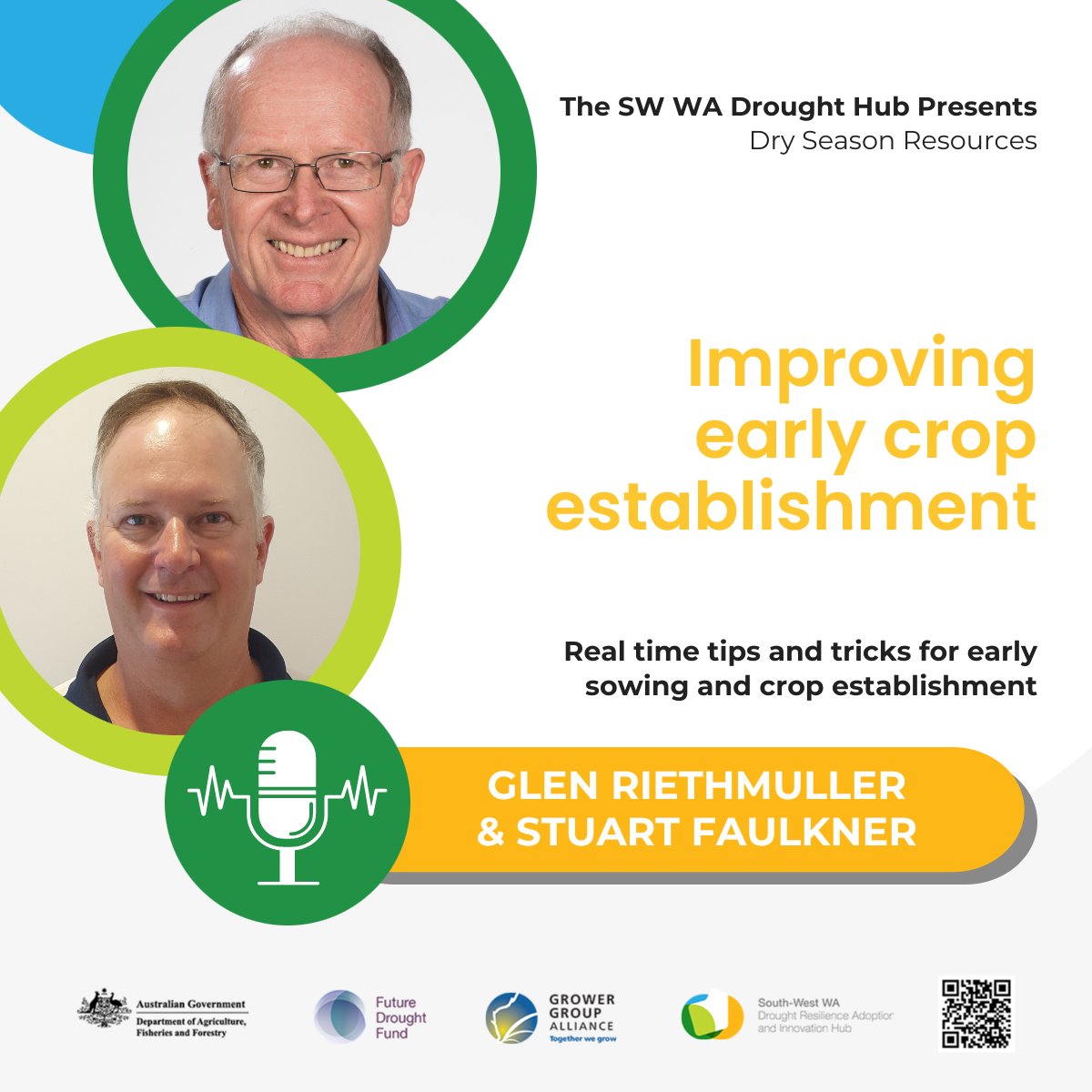 Did you catch the latest episode of the #WADroughtHub's Dry Season Resources podcast?

🌱 @DPIRDWA's Glen Riethmuller and mixed farmer Stuart Faulkner give practical tips for improving early crop establishment.

Take a listen 🎧 player.captivate.fm/episode/4933c5…

#FutureDroughtFund