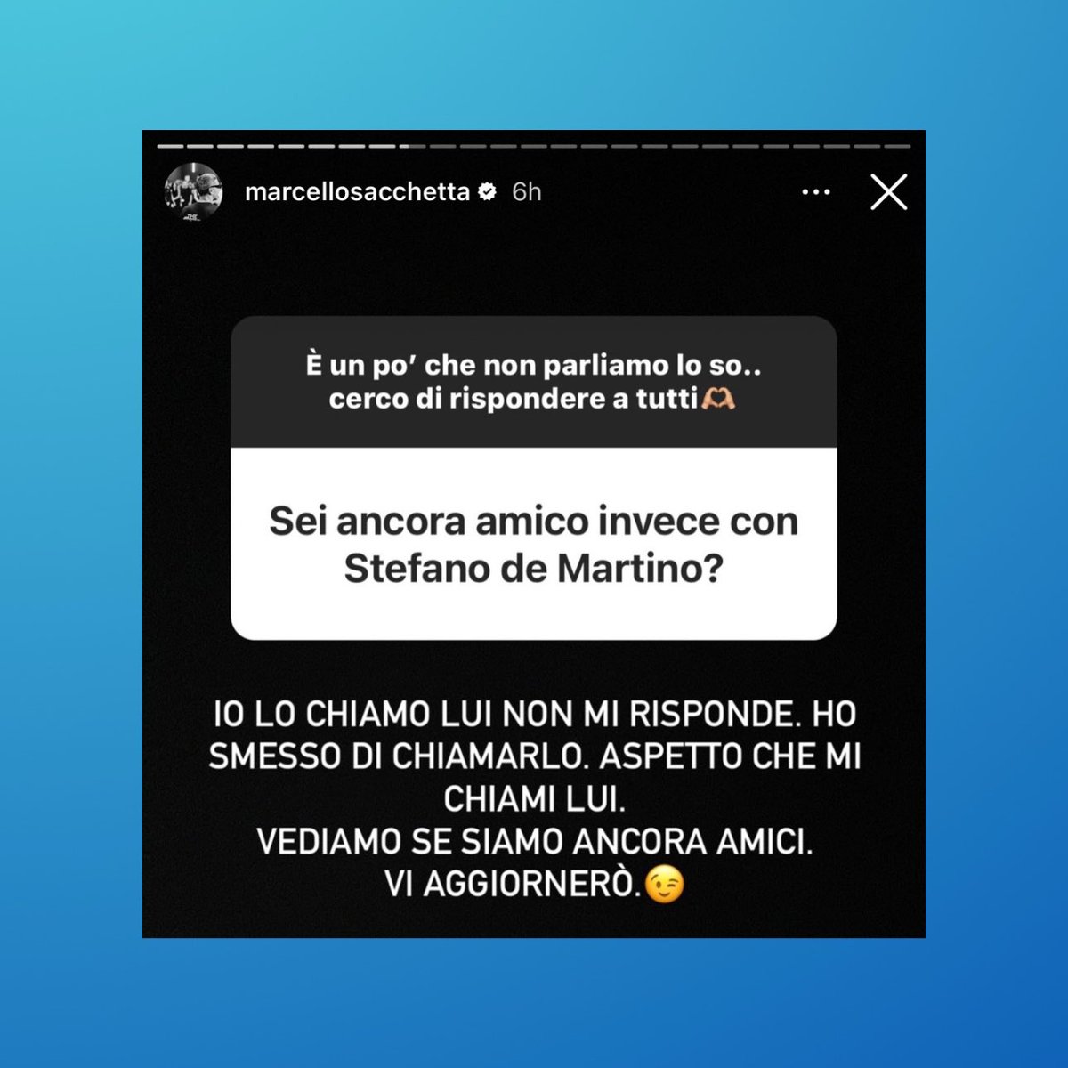 ⚡️ Marcello Sacchetta parla di Stefano De Martino. I due hanno lavorato per anni insieme ad Amici.