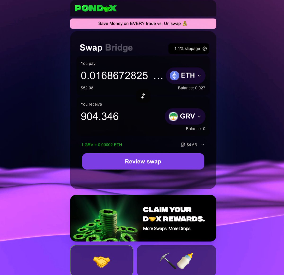GroveToken's tweet photo. #GRV is now available on @Pond0x D🤝X.

Being community-driven with almost $1 Billion in trading volume and an impressive $28.5m in User Rewards distributed.

More Swaps ♻️ More Drops

https://t.co/bWYBMuYkPK

#CopeHarder #GroveCoin #Bullrun2024 #GBurn #Pork #Pndc 

Wen #GRV trading Rewards 😎 @Pauly0x
