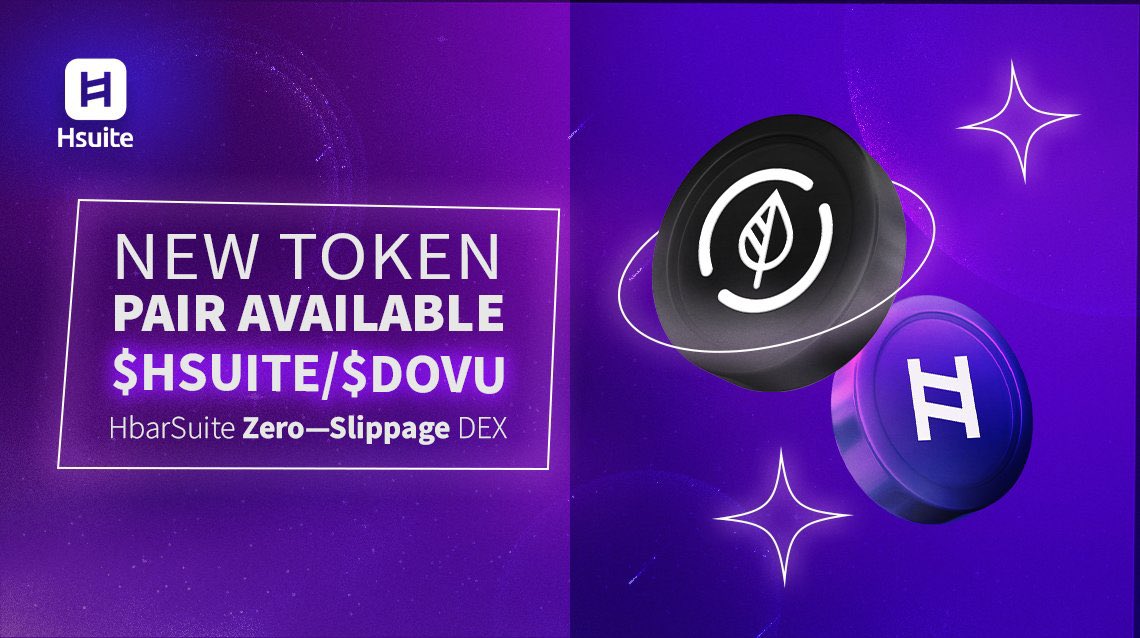 With the $DOVU token now live on the @HbarSuite DEX, you can enjoy zero-slippage swaps, cross-chain swaps, and more! 😎 Plus, you can earn 15% APR, paid weekly, with the new $HSUITE / $DOVU liquidity pool. Have you tried the smart node DEX yet? #DOVU $HBAR #RWA