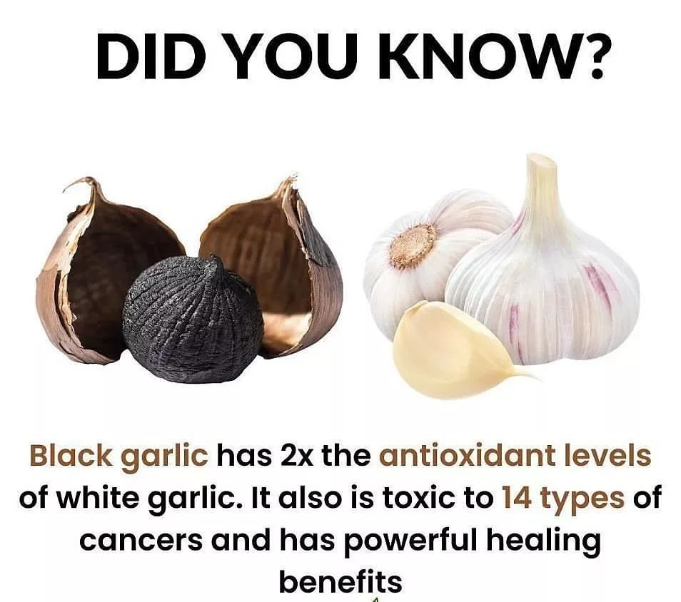 Black garlic is raw garlic     🧄🧄🧄         That people have aged under controlled high-temperature, high-humidity conditions for several weeks. The garlic cloves turn brown, then eventually black as a result of the Millard reaction .

In addition to having black cloves, black