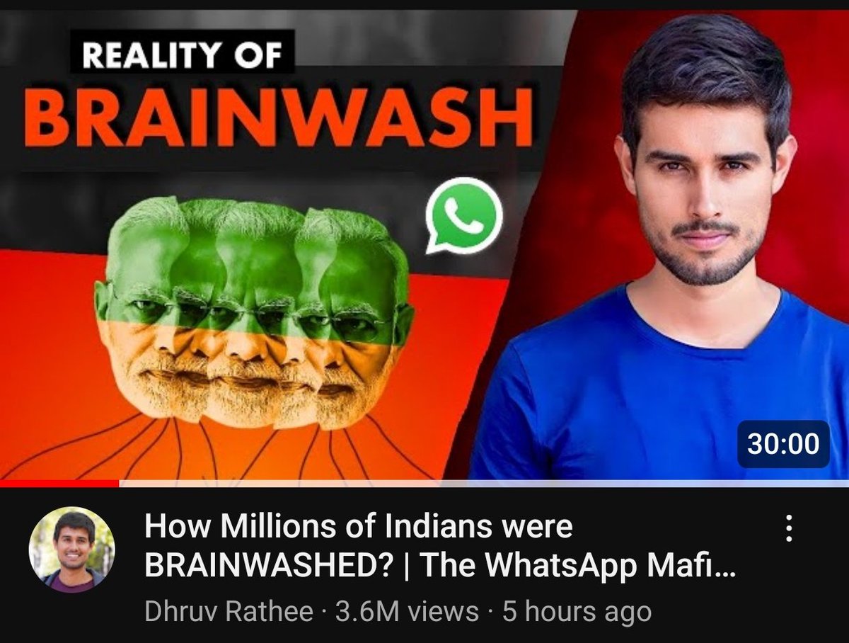 mr_mayank's tweet photo. Dhruv Rathee Strikes Again ⚡

Dhruv Rathee's new video has come as a massive blow to BJP & the entire RW Ecosystem 🚨

- He destroyed WhatsApp University

- He took Godi Media to cleaners

- He exposed BJP's fake news factory

- He gave bélt trèatment to Aman Chopra

- He gave bélt trèatment to Amish Devgan

- He gave bélt trèatment to Arnab Goswami

This man is single-handedly destroying the entire RW Ecosystem & their hate factory.

He deserves all the appreciation alongwith Ravish Kumar & their videos must reach every Indian.

Remember, every debunk of WhatsApp University is equal to one less vote for BJP 🔥

#DhruvRathee #Mission100Crore