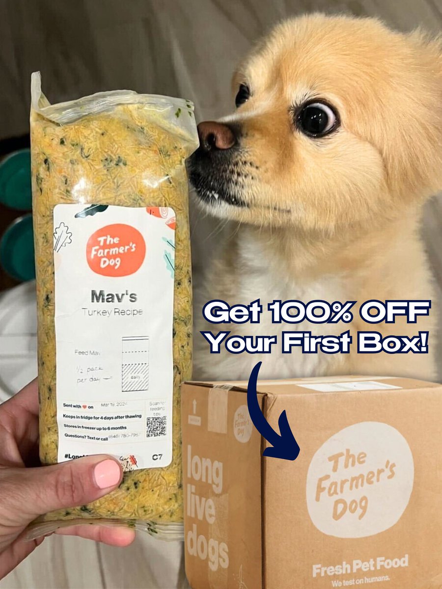 Enjoy 100% OFF your first box of The Farmer’s Dog food! 😋🐶 

🔗👉 discover.thefarmersdog.com/danspetcare