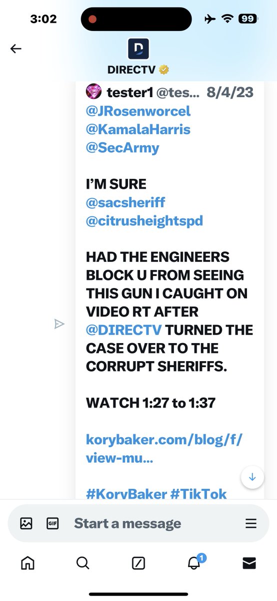 testerfo1's tweet photo. @JRosenworcel
@KamalaHarris
@SecArmy
@DIRECTV 

I JUST NOTICED 2DAY that the CORRUPT 
@sacsheriff  
@citrusheightspd @SacCountyDA HAD THE CRIMINALLY INVOLVED engineers DELETE the TWEET I am commenting on when I POSTED it Aug 4, 2023. Its PINNED to my profile. #korybaker #TikTok https://t.co/rhWVCKPjoQ
