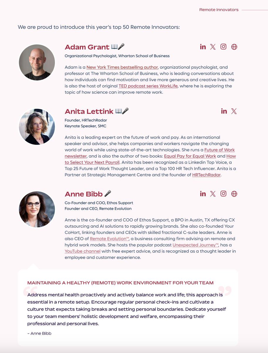 If you haven't checked out the @Remote #RemoteInfluencerReport yet, DO IT! buff.ly/3UuY84L These trailblazers realize #WorkIsNotAPlace, empowering individuals to prioritize #happiness in their #careers & #mindset of #companycultures to build a more #equal #workculture 🤩