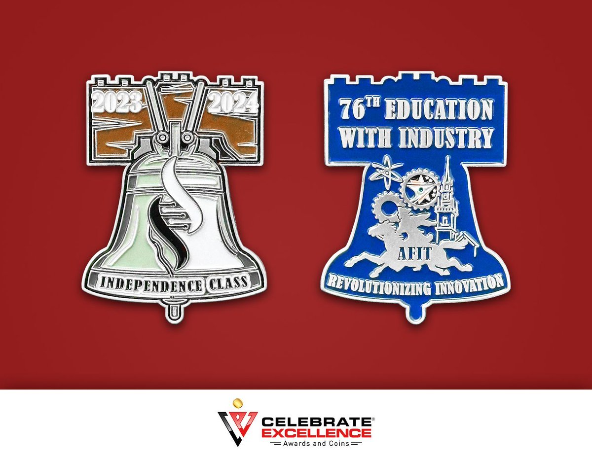 We made this Liberty Bell-shaped #ChallengeCoin for AFIT's Industry class of 2023-2024, the Independence Class!

#Coin #LibertyBell #PaulRevere #Industry #Graduation #Classof2024