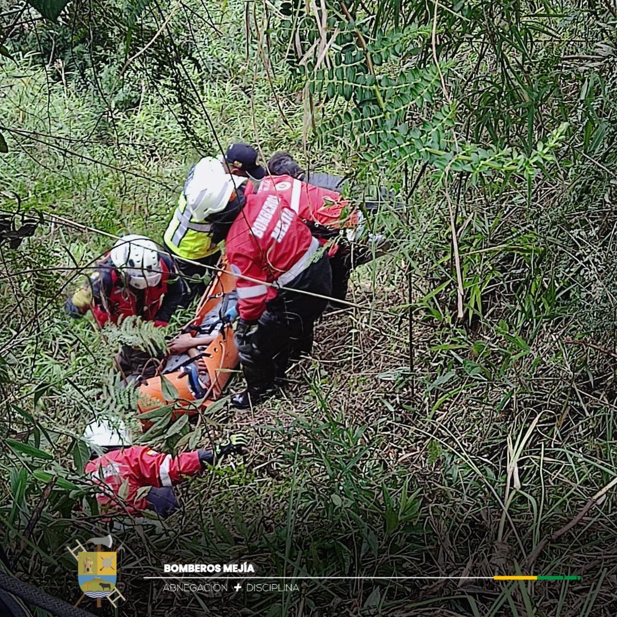 BomberosMejia1's tweet image. En el km 23 de la Vía Alóag – Santo Domingo un vehículo liviano cayó aprox. 100 metros hacia un barranco.
Nuestro personal realizó el rescate de una persona. El paciente fue estabilizado por nuestro personal para su traslado a una casa de salud.
@CTEcuador @ECU911Quito