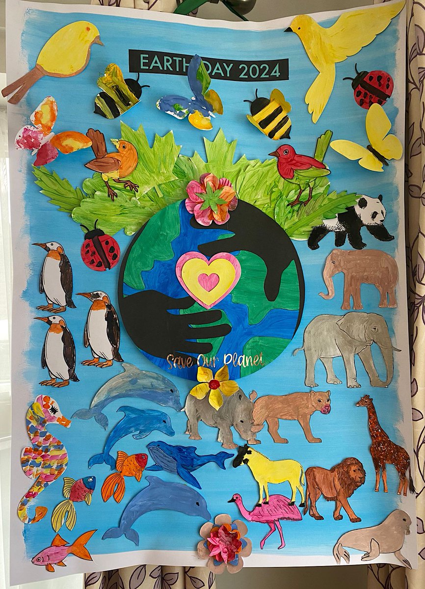 This wonderful @creativemojo #EarthDay24  masterpiece has been carefully painted by the residents & staff @HC_One #VictoriaMews #CareHome #Coventry. Great detail has gone into this piece, which is now proudly on display #saveourplanet #artsforall #carehomefun #CareHomeActivities