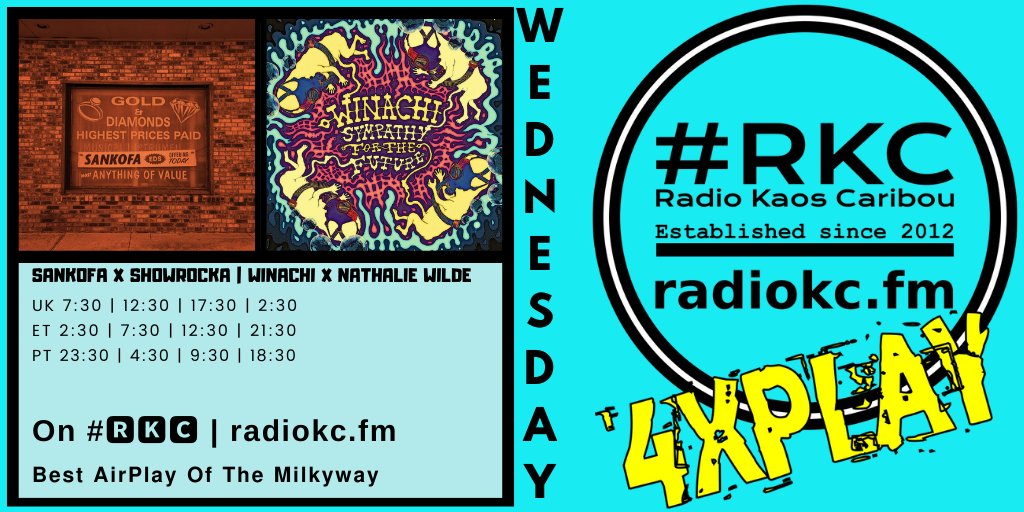 ▂▂▂▂▂▂▂▂▂▂▂▂▂▂ #WEDNESDAY 4│24 𝟰𝘅𝗣𝗟𝗔𝗬𝗦 Last 3 🕧12:30⚪17:30⚪2:30 UK 🔴@sankofafw x @ShowRocka 🔴@WINACHI_BAND x Nathalie Wilde ⬇️Details⬇️ 🌐 fb.com/RadioKC/posts/… on #🆁🅺🅲 📻 radiokc.fm ▂▂▂▂▂▂▂▂▂▂▂▂▂▂