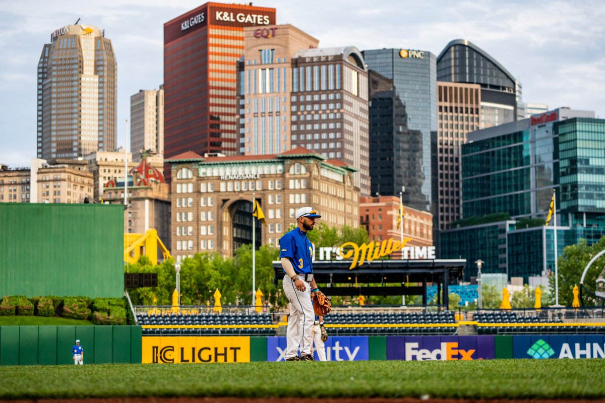 One week out. The Backyard Brawl 🥊 presented by @84LumberNews 🆚 West Virginia 🗓️ April 30 📍 PNC Park 📺 ESPNU 📻 @937theFan 🎟️ Pirates.com/collegebaseball #H2P