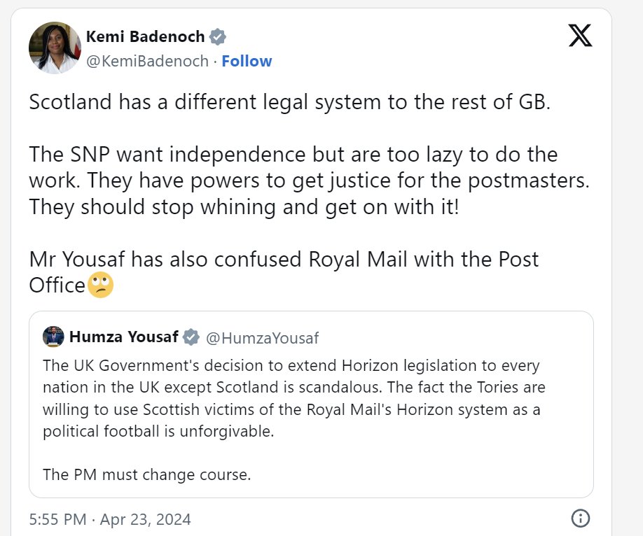 Kemi destroying Humza again. 😀👍 What an embarrassment to Scotland he is.