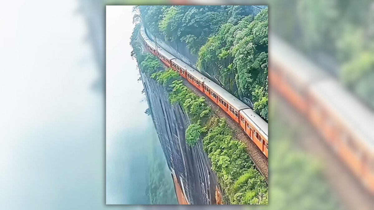 This viral photo allegedly shows a "reopened Scottish railway line" on the side of a mountain. The truth is it was AI-generated. snopes.com/fact-check/reo…