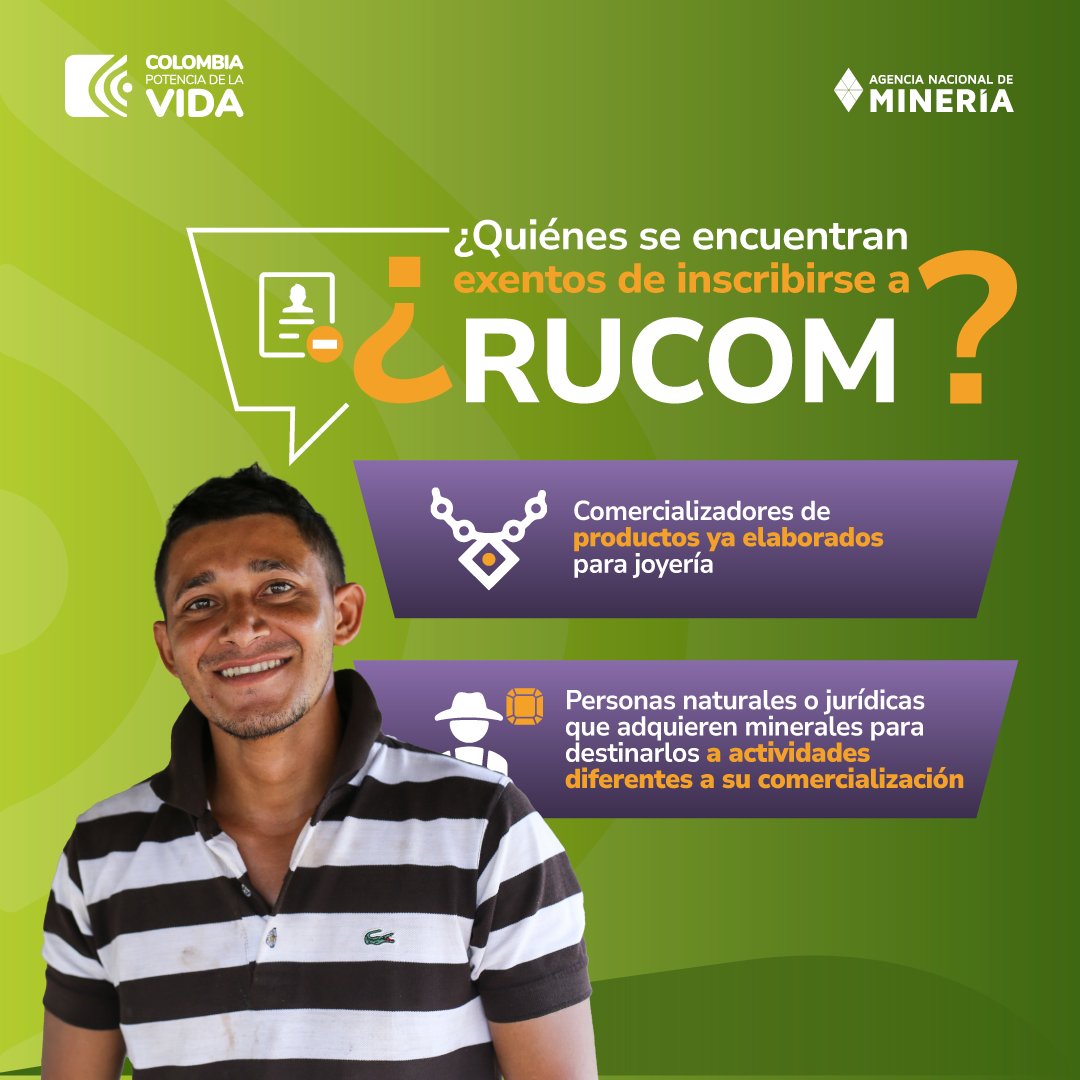 ANMColombia's tweet photo. ⚠️ Si no estás inscrito en #RUCOM no podrás recibir la acreditación como comercializador por parte de la ANM. Al no tener este certificado las autoridades competentes pueden proceder al decomiso de mercancía.
Evítate ese dolor de cabeza inscribiéndote 👇 https://t.co/j5A5a1xcM1 https://t.co/oZLxEd1FMz