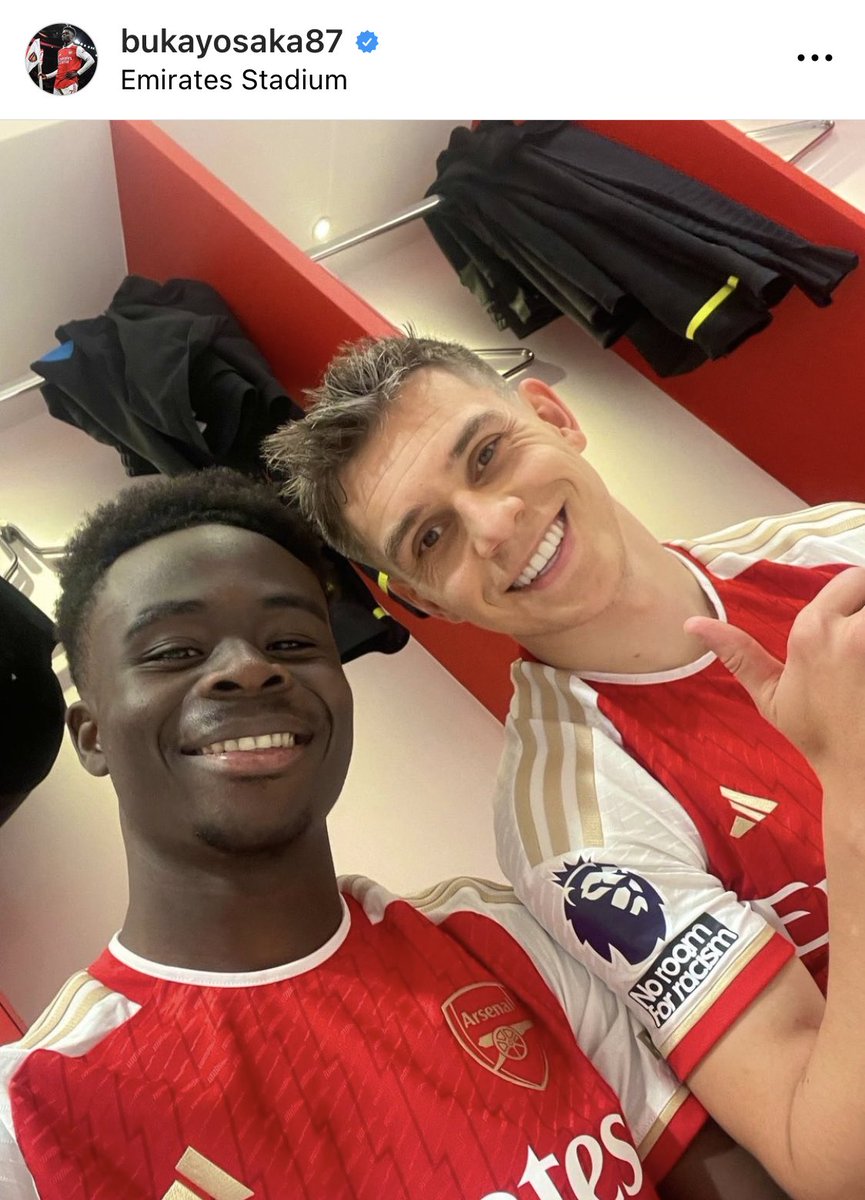 Bukayo Saka on Instagram: “My guy @LTrossard! Now let’s lock in for Sunday 💪🏿🔴” #afc