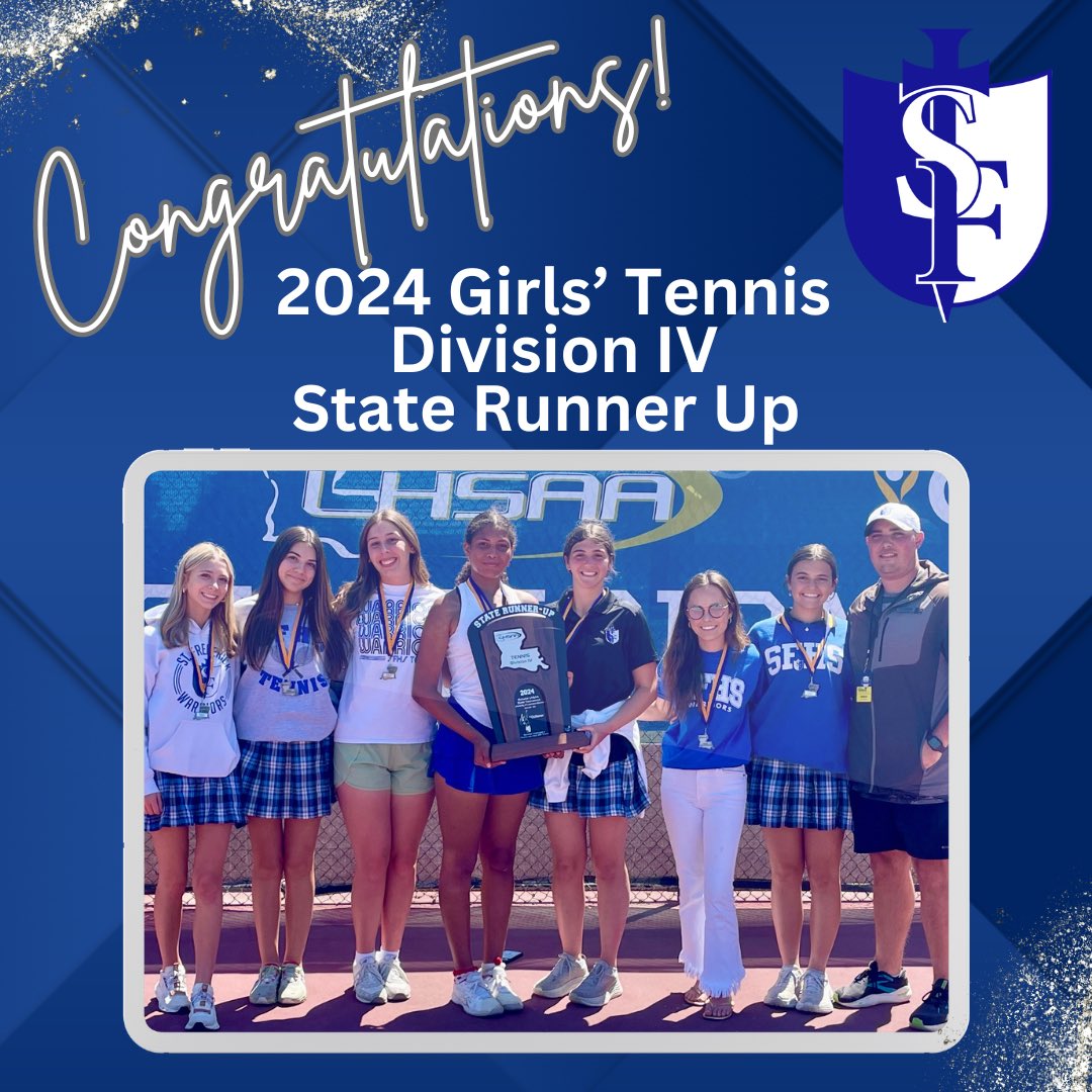 Congratulations to St. Frederick Girls’ tennis team on winning the 2024 LHSAA Girls’ Tennis Division IV State Runner-Up! We are Warrior Proud!  #SFWarriors #SFTennis #beawarrior