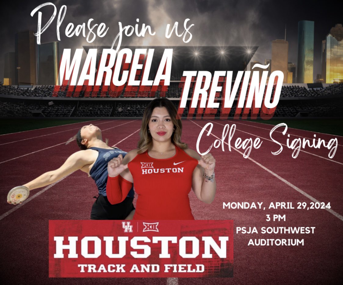 I am very happy and pride to announce I have made my collegiate choice! My signing will be Monday at 3 PM at the PSJA Southwest Auditorium. GO COOGS! #UH #Committed #Track