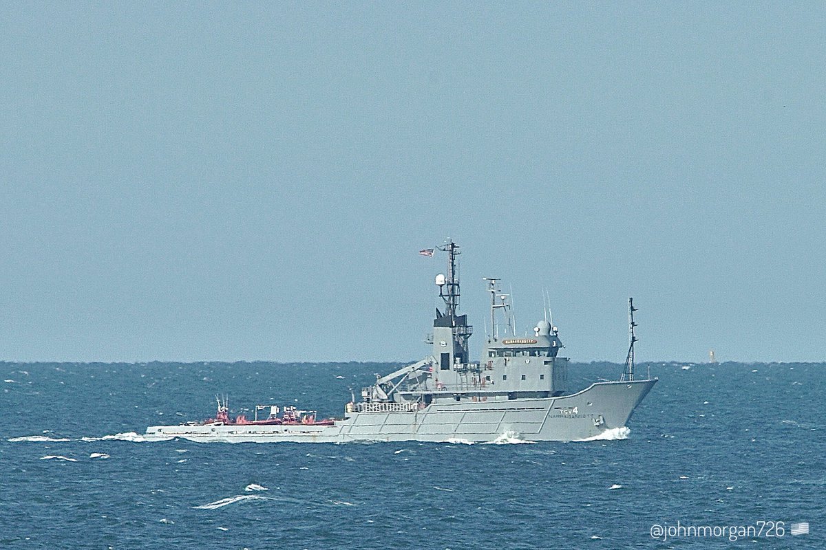 TSV4 NARRAGANSETT 🇺🇸 IMO:8834902 Powhatan-class training support vessel of the U.S. Navy, outbound from Little Creek, Virginia (JEBLC VA) en route to Mayport, Florida USA. #TSV4Narragansett #ShipsInPics @AirAssets @WarshipCam