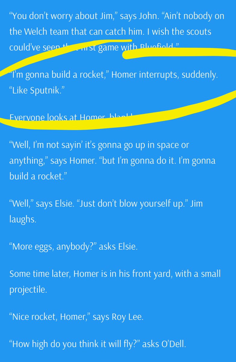 @realhomerhickam “I’M GONNA BUILD A ROCKET”

Said Homer

The rest is history

#RocketBoys #OctoberSky #DontBlowYourselfUp