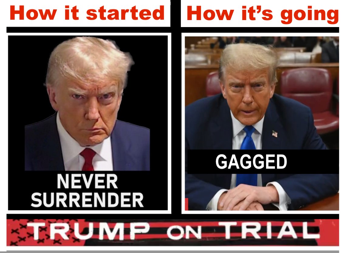 ZaZon9253's tweet photo. Issue a restraining order? Really?

The weak, flaccid, diminished trump-wretch has been ORDERED to TAKE A SEAT + SHUT THE F UP   

The JUDGE has put the BABY in the corner; 
and PAB can't do a damn thing about it

#TrumpIsACriminal #TrumpIsGuiltyAF #TrumpTraitorTrash #LockHimUP https://t.co/PcqGBFVTsy