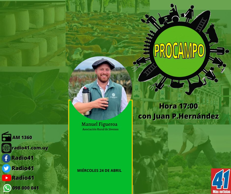 radio41sj's tweet photo. Hoy en #Procampo hablamos con el nuevo presidente de @ARUjovenes, Manuel Figueroa, sobre el trabajo de la gremial y sus proyectos a futuro.

@ruralSJ 
@PNCortabarria 
@matildegimenez 
@samuel_Escoball 
@nacho_tedesco 
@HernandezJuanpe 
@mainardi98 
@MartinCantera1 https://t.co/S1yhVESqKD