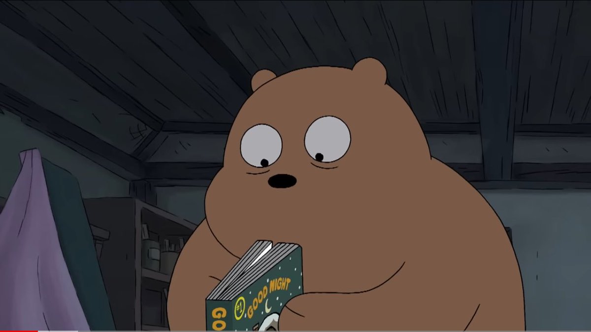 Grizz is reading a little book. 📖  #WeBareBears #WorldBookDay