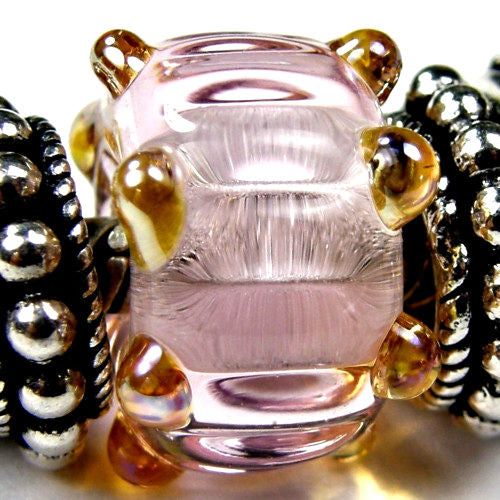 #Handmade #LargeHole #Lampwork #Beads, Glass Charm #RoseQuartz #Pink Ripples covergirlbeads.com/collections/la… #cctag @Covergirlbeads #LHB #BHB #BraceletBeads #SliderBeads