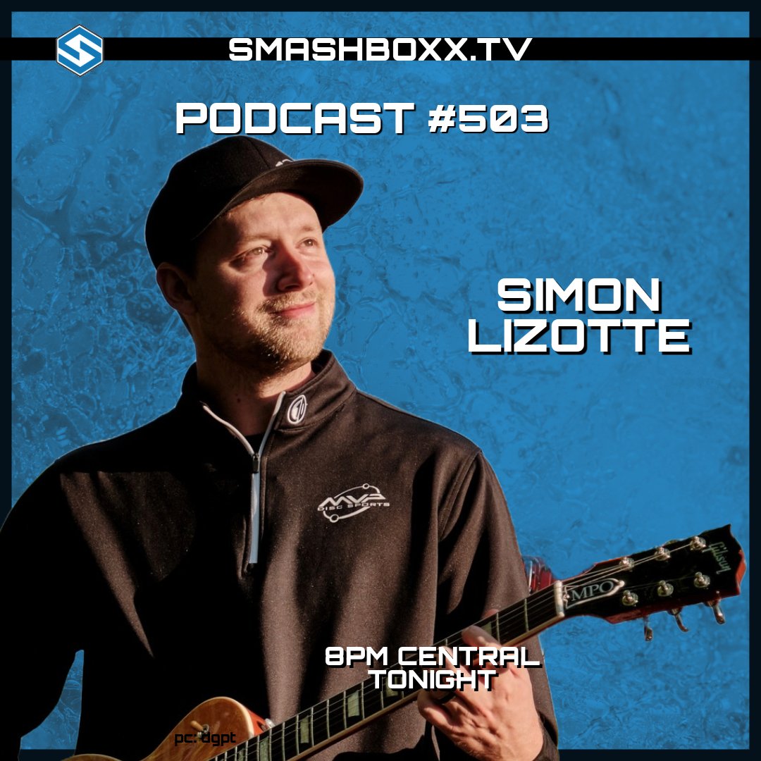 thediscgolfguy's tweet photo. Excited to have Simon Lizotte on tonight's podcast. We start at 8PM Central.
Join us.
Or don't.
It will be fun either way.
#StepInsideTheSmashBoxx
#DiscGolfPodcast
@MVPDiscSports https://t.co/YWkM5CgMPg