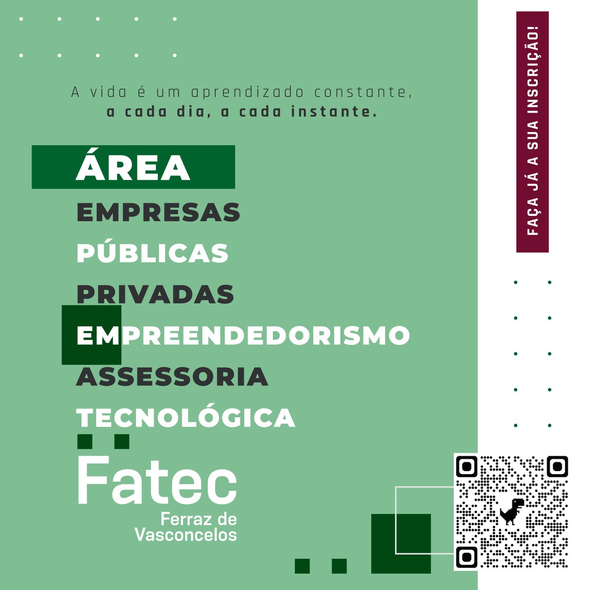fatecferraz's tweet image. CURSO SUPERIOR EM GESTÃO EMPRESARIAL

INSCRIÇÕES ABERTAS - DO DIA 14 DE ABRIL ATÉ AS 15H DO DIA 07 DE JUNHO - PELO SITE VESTIBULARFATEC.COM.BR

Cursos Superiores Reconhecidos pelo #mec

#mulher #mulherempoderada #ferraz #ads #gpi #mulherempreendedora #vestibular #faculdade