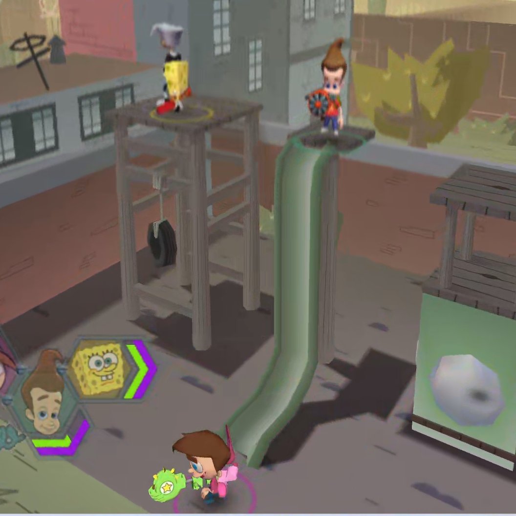 Thinking about the Nicktoons Unite 90 Degree Angle Death Slide.