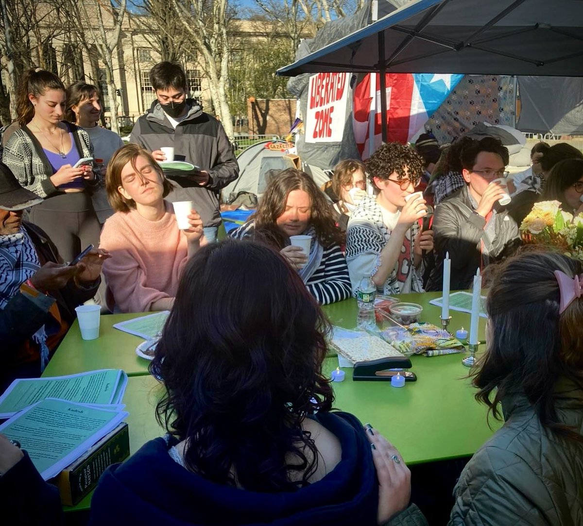 As the MIT Scientists Against Genocide Encampment enters its third night, @mitj4c is holding a Passover seder. We are so proud to support these Jewish students and allies, embodying their values in the face of extreme censorship.