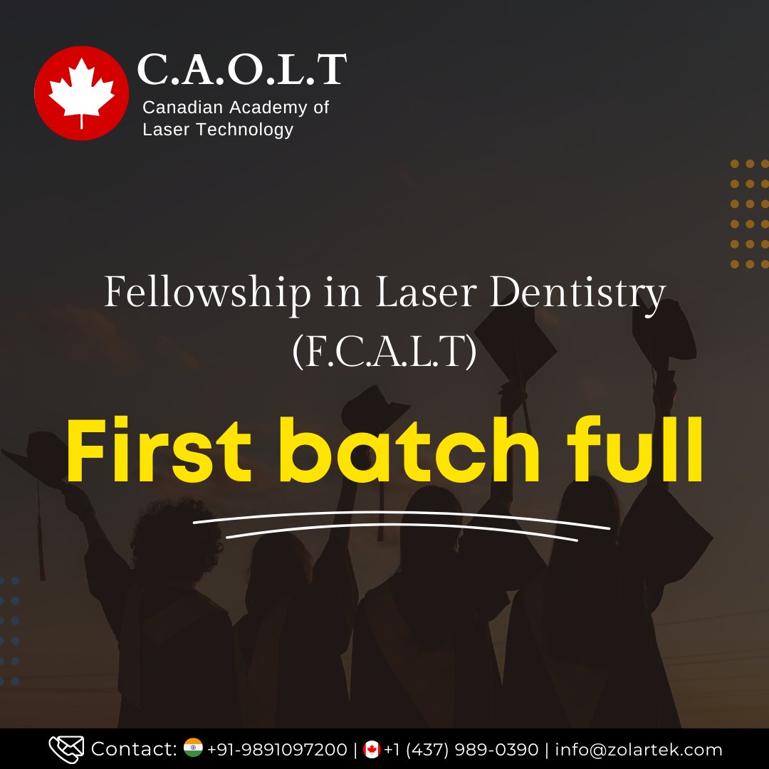 🎓 The April batch for Fellowship in Laser Technology (F.C.A.L.T.) is now fully booked!
Stay tuned for our June batch: To reserve your spot, please reach out to us. Don't miss your chance to learn from the expert Dr. Abhishek Gakhar!

#LaserTechnology #Fellowship #CanadianAcademy