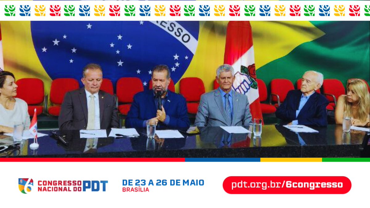 Lançamento da plataforma e site do 6⁰ Congresso Nacional do PDT, o momento para a atualização do projeto trabalhista para o Brasil! 🌹 Inscreva-se já: pdt.org.br/6congresso Lembre-se de se inscrever também nos grupos de trabalho específicos, na etapa de Jornada Virtual. 💻