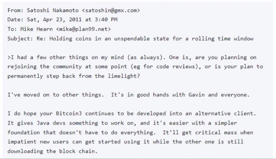 Satoshi Nakamoto sent last email on April 23, 2011, exactly 13 years ago today.