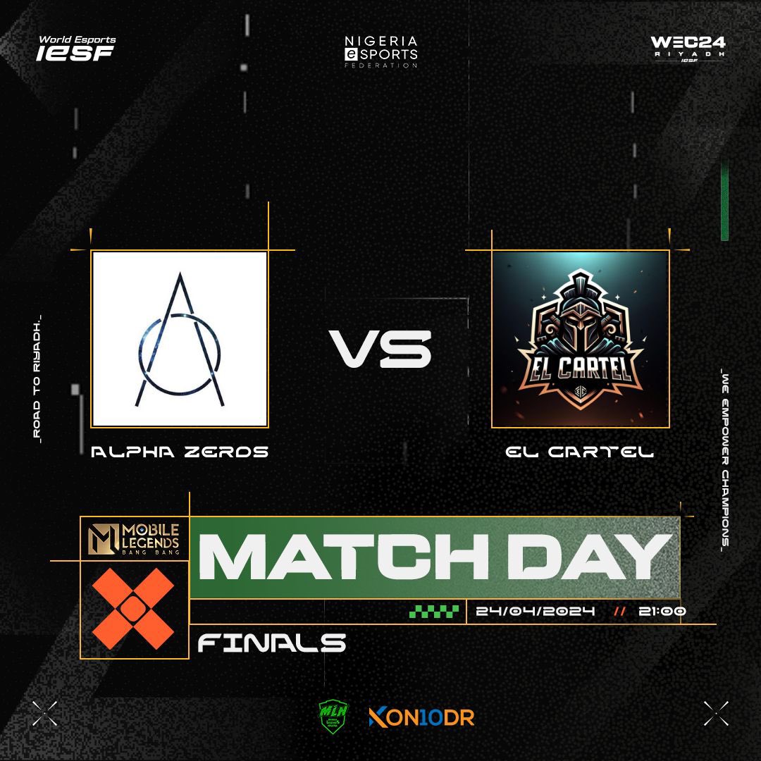 NigeriaEsports's tweet photo. Nigeria! Your champions are about to be revealed!

It’s the final of the MLBB National qualifiers.

You’re not missing this!

Who represents Nigeria in Morocco 🇲🇦

Tune in at 21:00 tomorrow for the final showdown!

Link in bio 🔥

#MLBBNigeria
#RoadToRiyadh
#NigeriaEsports https://t.co/r8H2iHVTXn