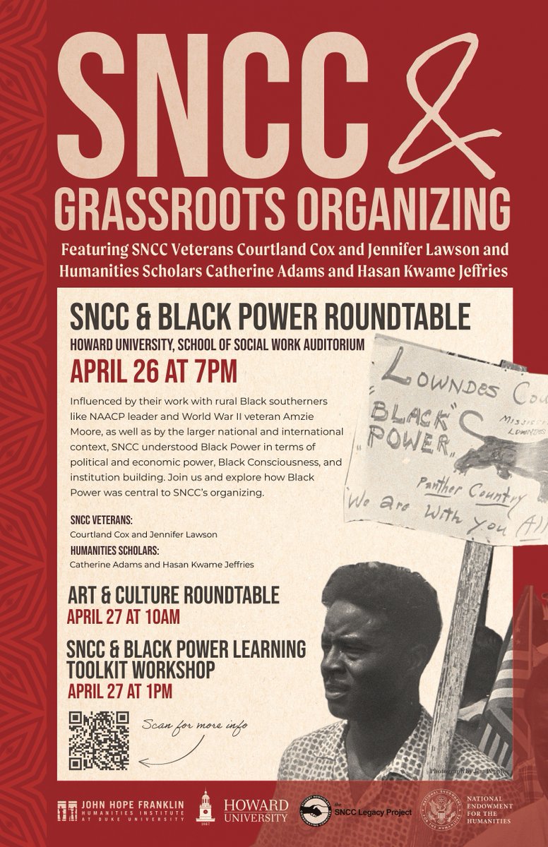 Our next SNCC and Grassroots Organizing: Building A More Perfect Union discussion series will be on April 26th and 27th at the Howard University @HowardU School of Social Work Auditorium! Join the live stream on April 26th here➡️ buff.ly/3Qb2M5h