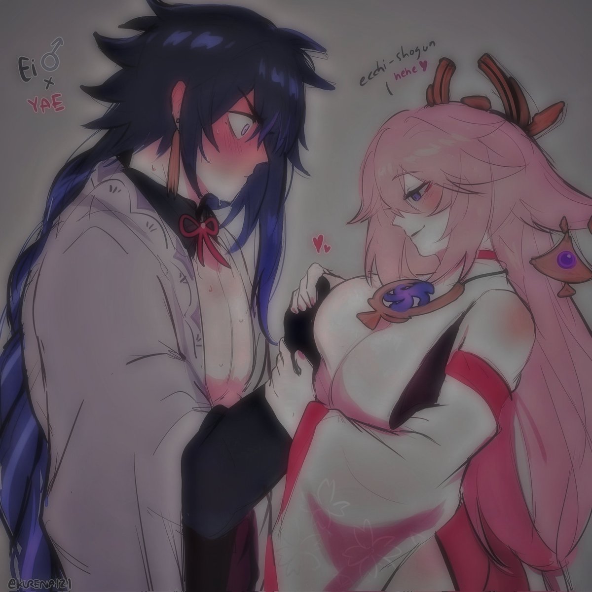 Shogxnate's tweet photo. ⠀⠀

⠀⠀Ei is never able to maintain his composure around her. ⠀ ⠀

⠀⠀ https://t.co/GdyFBuQzer