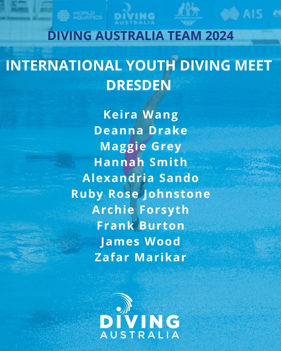 📣 🇦🇺 TEAM ANNOUNCEMENT 📣

10 Australian youth athletes will compete at the upcoming International Youth Diving Meet 🎉

The competition kicks off today taking place from April 24th - 29th.

Best of luck to all our divers 💪