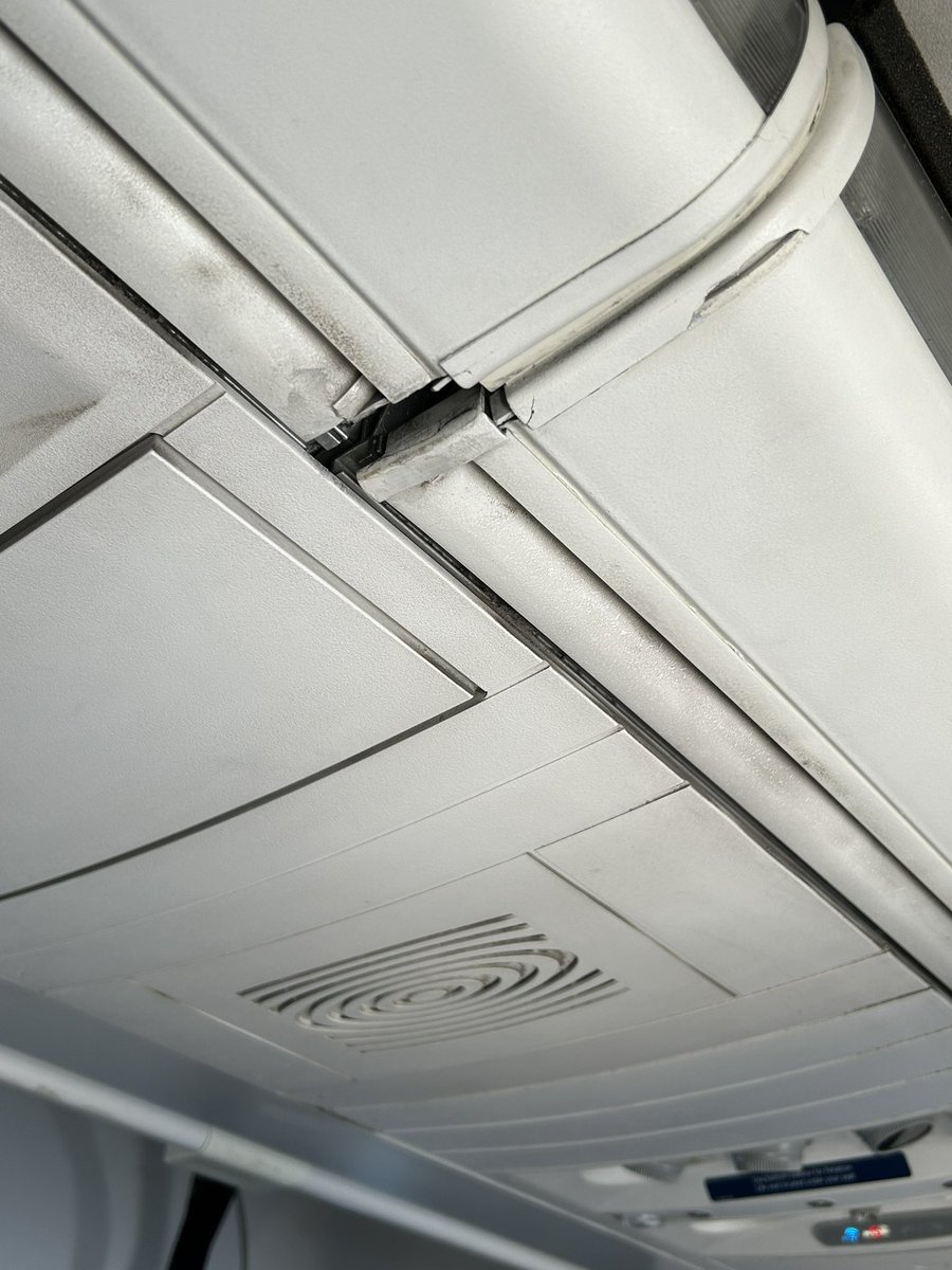skipperpinski's tweet photo. @Delta a little cold on our flight since this big chunk is missing. Doesn’t instill confidence! https://t.co/wZItAaNf03