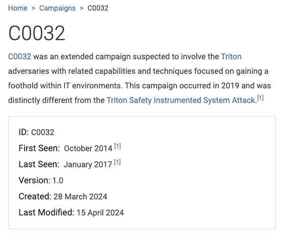 .<a href="/MITREattack/">ATT&CK</a> released MITRE ATT&amp;CK v15. Among others updates, new detailed ICS &amp; Enterprise Cross-Domain Campaigns. Good resources for adversary emulation exercises. 

medium.com/mitre-attack/a…