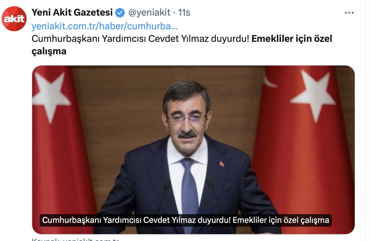 Sayın @_cevdetyilmaz , Emekliye özel çalışma diye duyurduğunuzla şapkadan indirimli seyahat kartları ,indirimli tiyatro, sinema biletleri, millet bahçelerinde bedava çay mı çıkacak? Sayın bakan @isikhanvedat bey de sosyal yardımlardan örnek sunarak ufak bir giriş yapmıştı.…