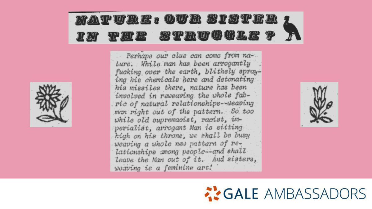 Now after Earth Day, check out a feminist perspective on ecology from the Womens's Liberation movement in the 1970s: link.gale.com/apps/doc/SC510… - Ray, @MaynoothUni