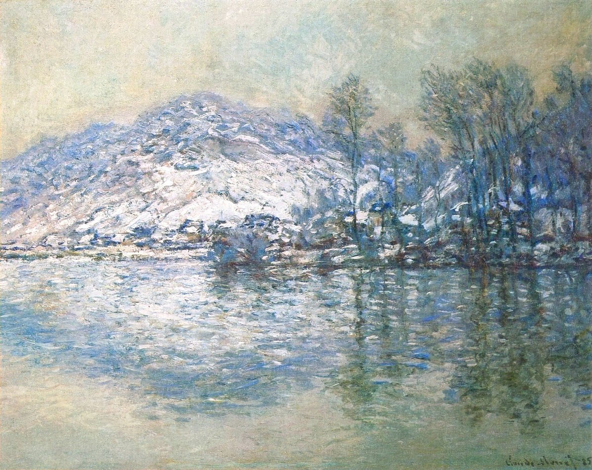 The Seine at Port Villez, Snow Effect, 1885 Get more Monet 🍒 linktr.ee/monet_artbot