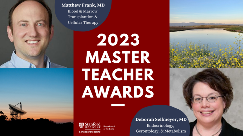 We're excited to reveal the winners of the #standom 2023 Teaching Awards! These awards celebrate our Department’s incredible #educators, including 2023 Master Teacher Awardees Matthew Frank & Deborah Sellmeyer. Congrats! @stanfordendo @StanfordBMT_CT