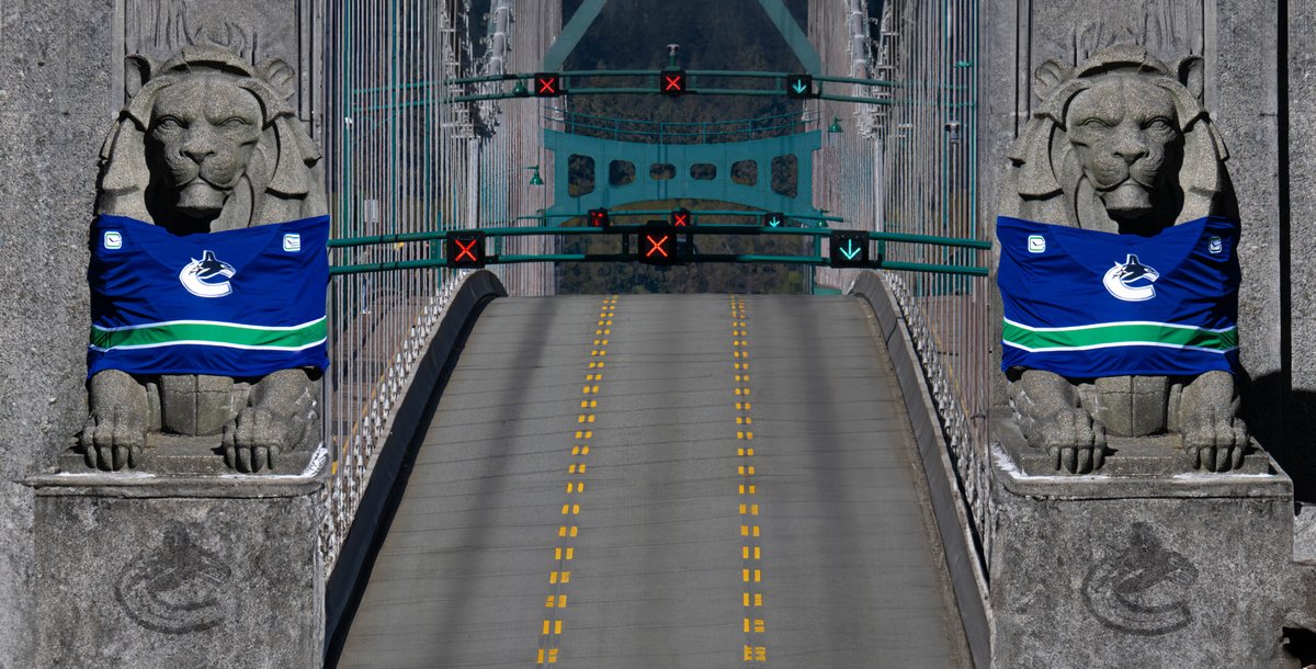 Game Day! Today, 7:00 p.m. Round 1 Game 2 (VAN leads 1-0) Fin heading over the Lions Gate Bridge #Vancouver #Canucks #FIN #Nashville #Predators