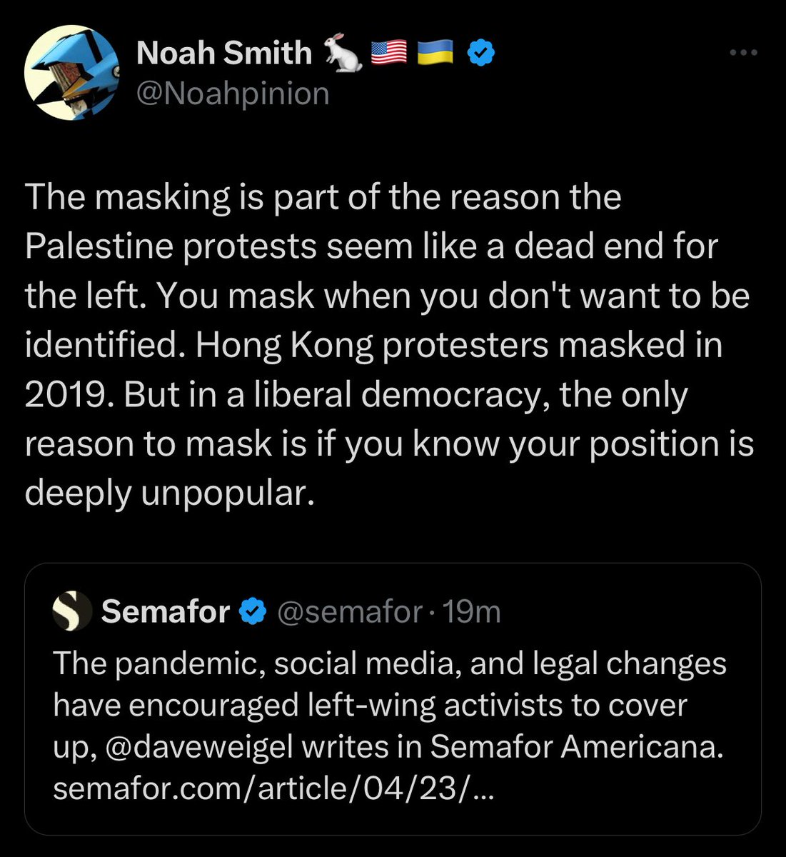 …or it could be the widely documented reality that institutions both public and private have shown a years-long, now-amplified tendency to punish expressions of this viewpoint. Who can say?