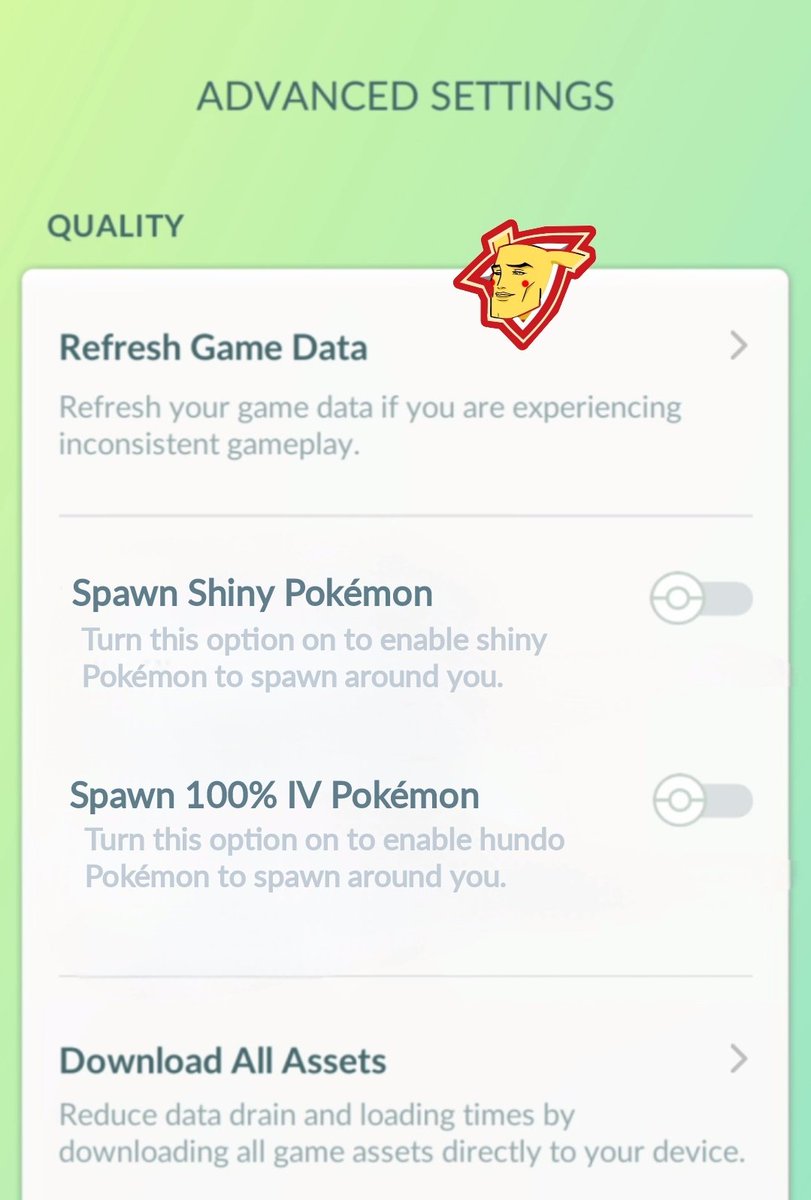 RaspberryWeiner's tweet photo. If you're wondering why no shiny or hundo Pokémon are spawning, you might have these options turned off.. 😊 #PokemonGO https://t.co/hNsCk4RojV