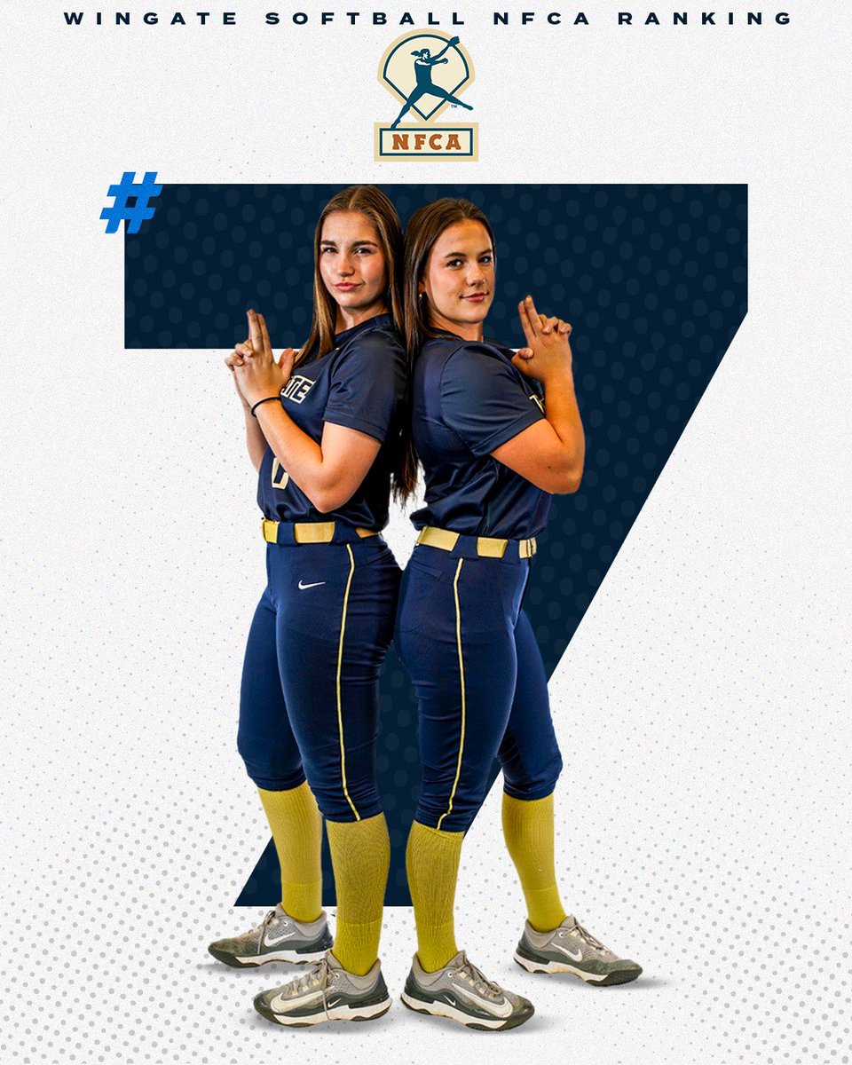 NUMBER SEVEN!! Winners of 25 of their last 26 games, @WingateSoftball moves up to #7 in this week’s NFCA top 25 poll! ‘Dogs are 44-7 overall, winning the regular season SAC title with a 22-2 mark in league play! Bulldogs host SAC tourney action this weekend! #OneDog