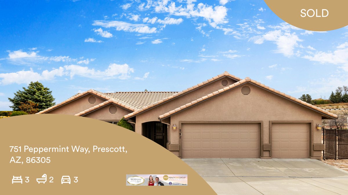 🛌 3 🛀 2 🚘 3
📍 751 Peppermint Way, Prescott, AZ, 86305

Our latest sale on RateMyAgent.
 SA682119000
rma.reviews/7xL7LAF2g5vP

...
#ratemyagent #realestate  #firstrespondersfirst #thecooks #justsold #TheCooks #PrescottRealtors #HusbandandWifeRealEstateTeam