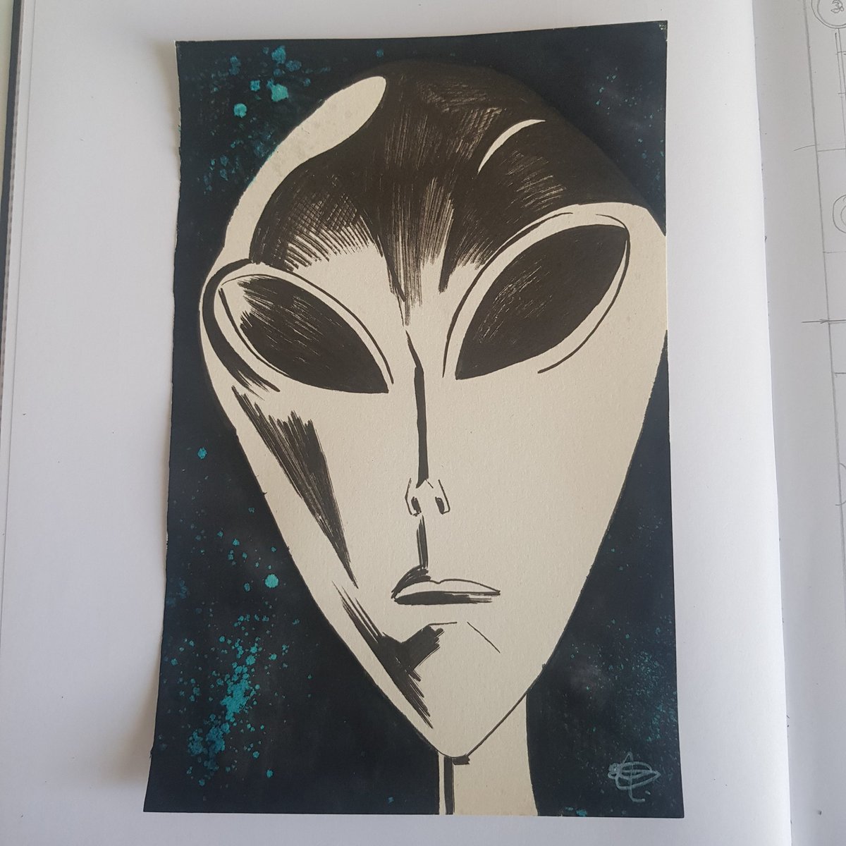 HutesonRoy's tweet image. A day with  an Extraterrestrial sketch reward. 4 of 12.
Alien grey android from the film communion 
Pitt pens ink wash on cartridge paper A5.
⭐
Commissions open 👨‍🎨
⭐
#extraterrestrials #ufofiles #ufohunter #ufo #aliens👽 #alienarts #ufoチキン #adaywithanextraterrestrial